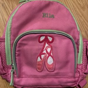 Pottery barn kids toddler size backpack monogrammed Ella pink w/ ballet shoes